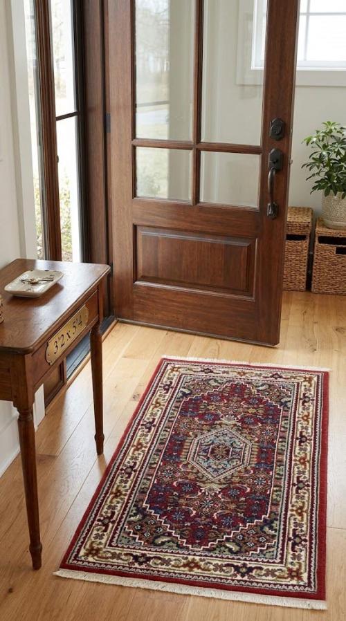 Red Floral Tribal 3'2X5'4 Indo-Bidjar Oriental Rug