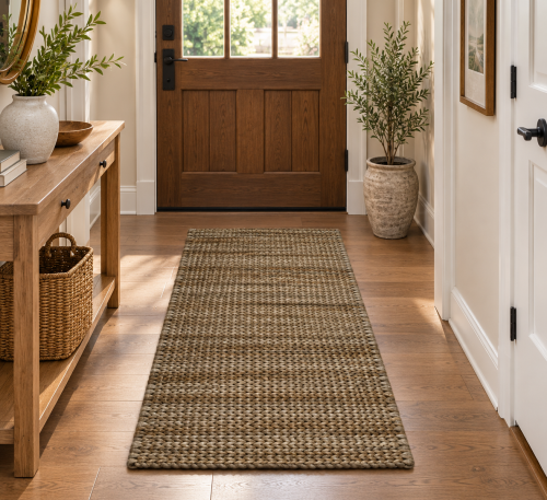 2'1 x 5'3 Natural Brown Zero Count Braided Modern Rug