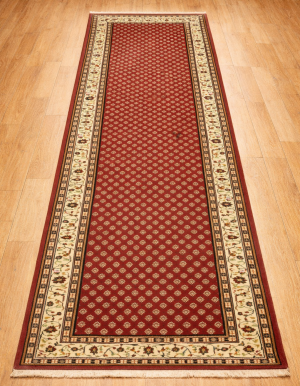 Red Floral 2'8X11'6 Indo Botemir Oriental Runner Rug