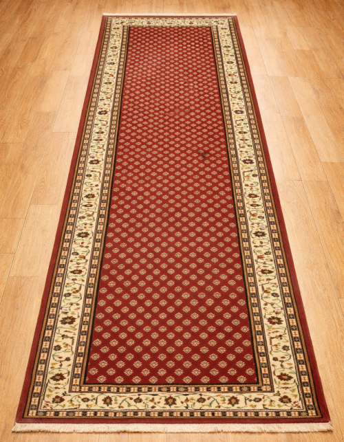 Red Floral 2'8X11'6 Indo Botemir Oriental Runner Rug