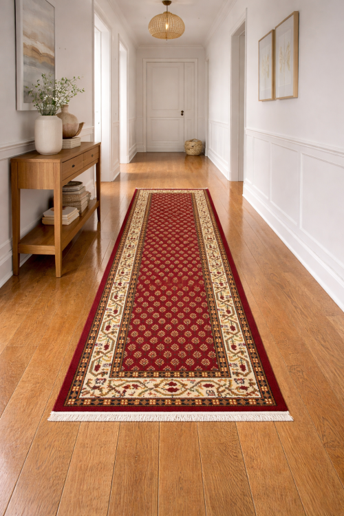 Red Floral 2'5X8'9 Indo Botemir Oriental Runner Rug