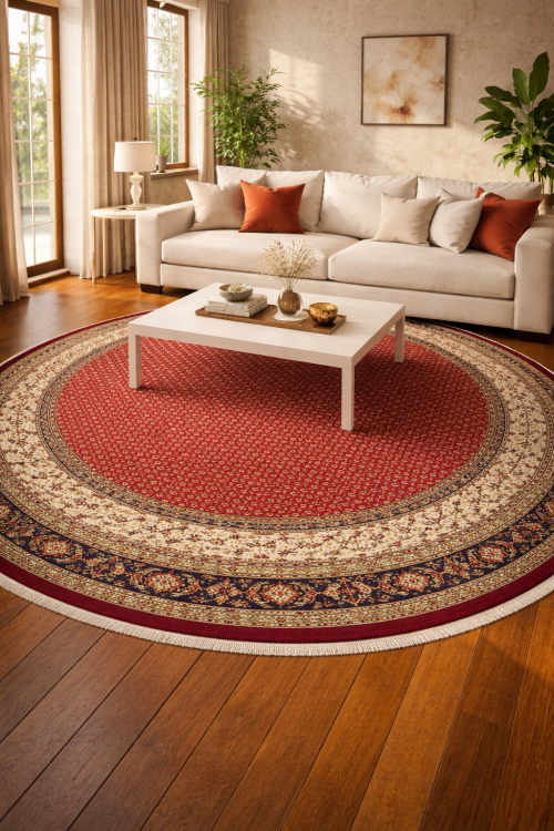 Red Floral 10X10 Indo Botemir Oriental Round Rug