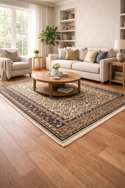 4'0 x 5'11 Hand Knotted Indo-Bidjar Floral Oriental Wool Rug