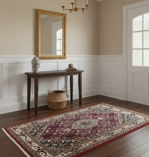 Red Floral Tribal 4X6 Indo-Bidjar Oriental Rug