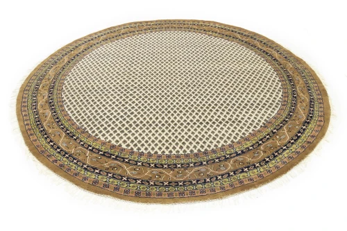 Cream Floral 10X10 Indo Botemir Oriental Round Rug
