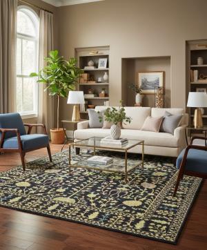 Black Floral 9X12 Osh Chobi Oriental Rug