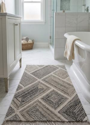 2'0 x 3'0 Hand-Tufted Modern Multicolored Geometric Wool Rug