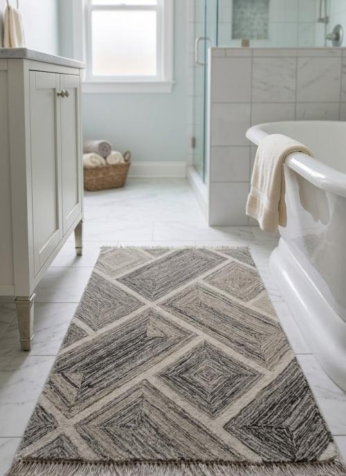 2'0 x 3'0 Hand-Tufted Modern Multicolored Geometric Wool Rug