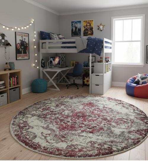 6'0 X 6'0 Distressed Cream Modern Hand-Loomed Wool Round Rug