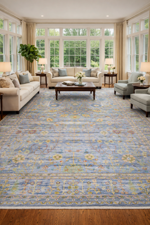 Gray Floral 12X16 Osh Chobi Oriental Rug