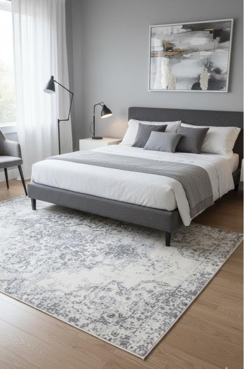 Distressed Brown Cream Floral 5X8 Hand-Loomed Modern Rug