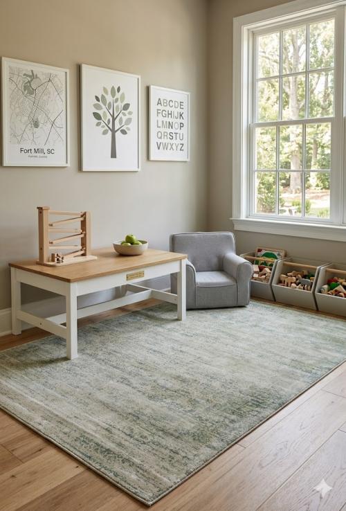 Distressed Green Floral 4X6 Hand-Loomed Modern Rug