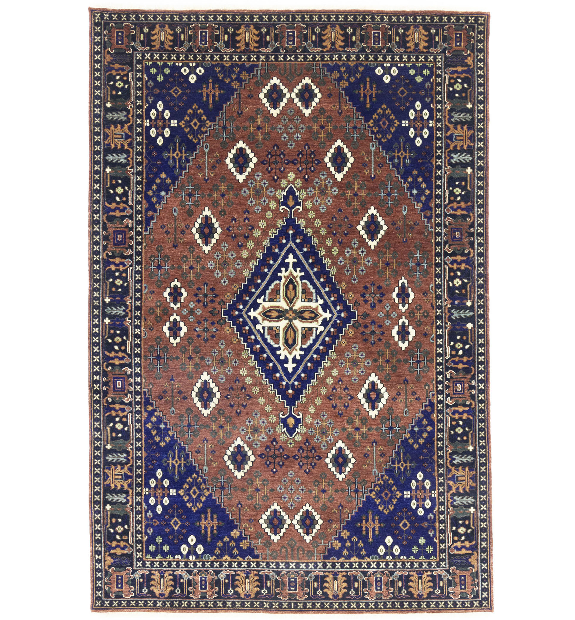 Rust & Navy Tribal Indo-Joshaghan Oriental All Size - Image 1