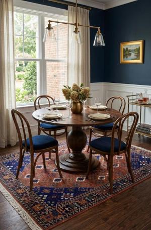 Rust & Navy Tribal 6X9 Indo-Joshaghan Oriental Rug