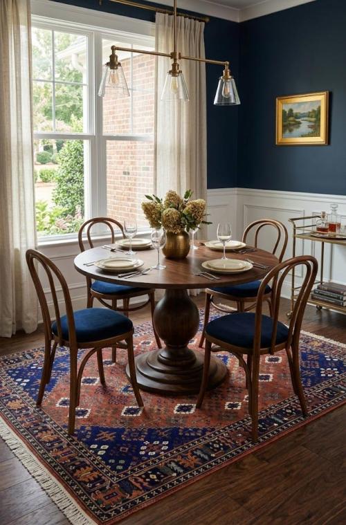 Rust & Navy Tribal 6X9 Indo-Joshaghan Oriental Rug