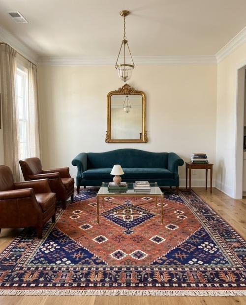 Rust & Navy Tribal 9X12 Indo-Joshaghan Oriental Rug