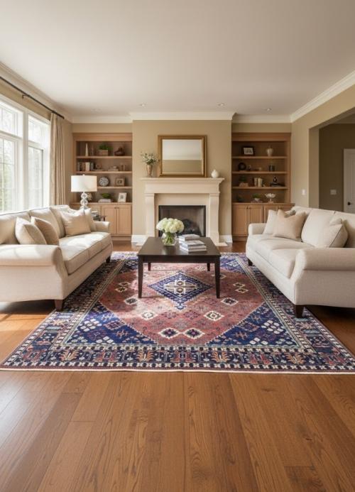 Rust & Navy Tribal 10X14 Indo-Joshaghan Oriental Rug