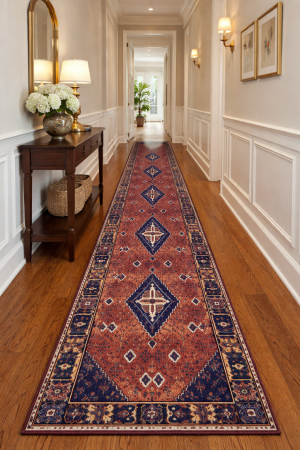 Rust & Navy Tribal 2'5X14 Indo-Joshaghan Oriental Runner Rug