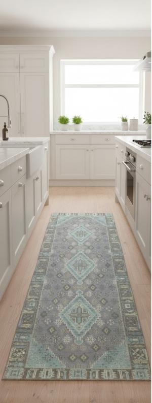 Taupe Tribal 3X8 Indo-Joshaghan Oriental Runner Rug