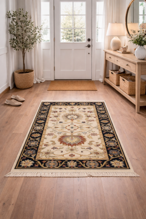 3'0 X 5'0 Osh Chobi Cream Hand Knotted Peshawar Wool Rug