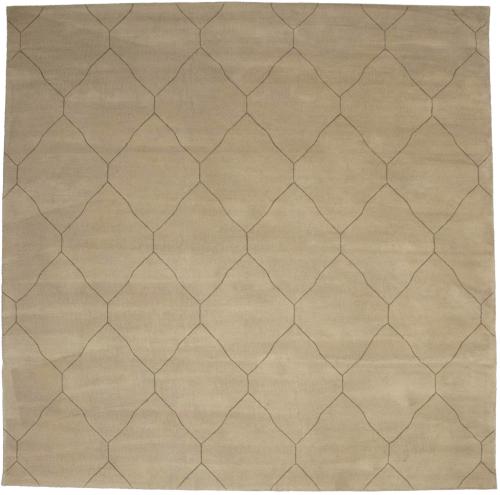 Beige Modern Geometric 9X9 Hand-Tufted Square Rug