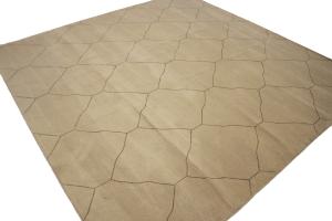 Beige Modern Geometric 9X9 Hand-Tufted Square Rug