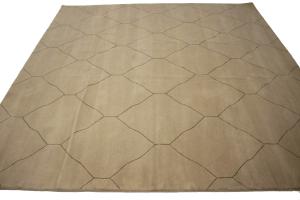 Beige Modern Geometric 9X9 Hand-Tufted Square Rug