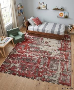 Distressed Abstract Modern 8X10 Hand-Loomed Rug