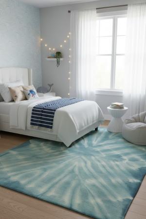 5'0 X 8'0 Dark Teal Tie-Dye Hand-Tufted Modern Wool Rug