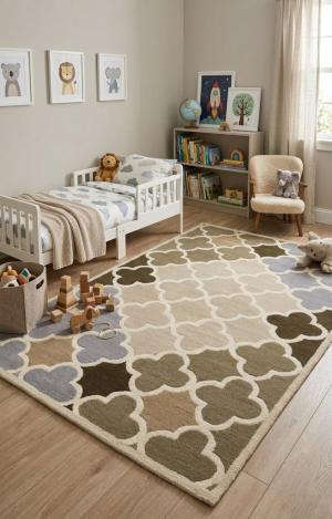 5'0 x 8'0 Trellis Hand-Tufted Trellis Multicolor Modern Rug