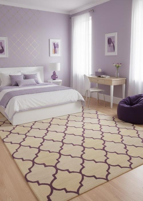 Cream & Purple Trellis 5X8 Hand-Tufted Modern Rug
