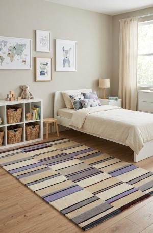 Multicolored Stripes 5X8 Hand-Tufted Modern Rug