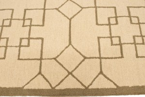 Cream & Brown Geometric 5X8 Hand-Tufted Modern Rug