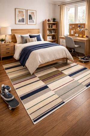 Multicolored Stripes 5X8 Hand-Tufted Modern Rug