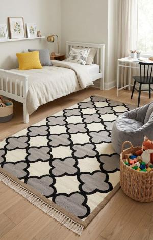 5'0 x 8'0 Trellis Multicolored Hand-Tufted Modern Wool Rug