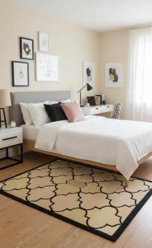 Cream & Black Trellis 5X8 Hand-Tufted Modern Rug