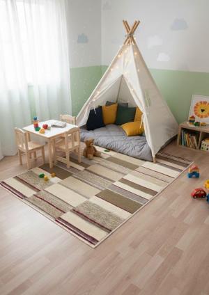 Multicolored Stripes 5X8 Hand-Tufted Modern Rug