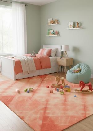 5'0 X 8'0 Tie-Dye Coral Red Hand-Tufted Modern Wool Rug