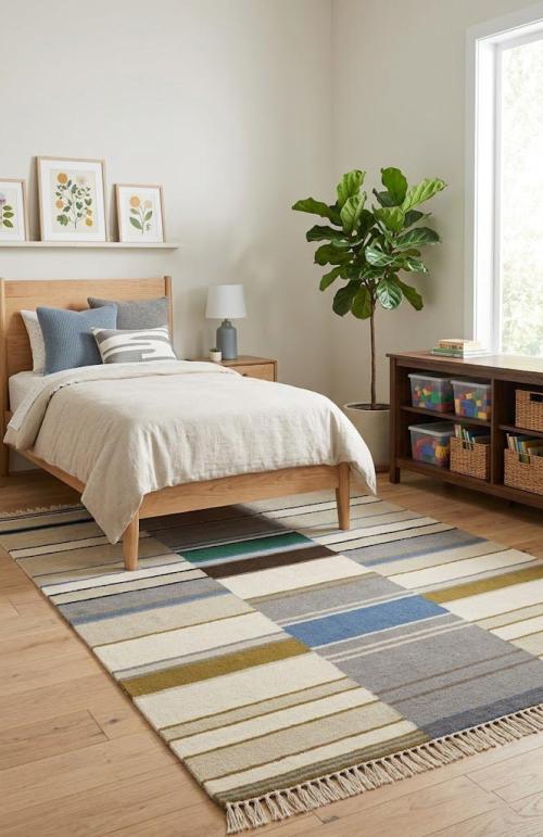 Multicolored Stripes 5X8 Hand-Tufted Modern Rug