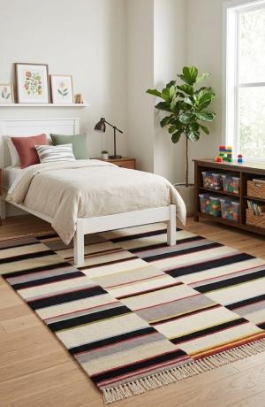 Multicolored Stripes 5X8 Hand-Tufted Modern Rug