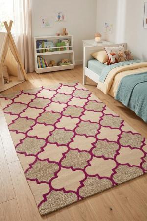 5'0 x 8'0 Multicolored Trellis Hand-Tufted Modern Wool Rug