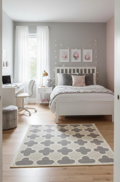 Cream Beige Taupe Trellis 5X8 Hand-Tufted Modern Rug