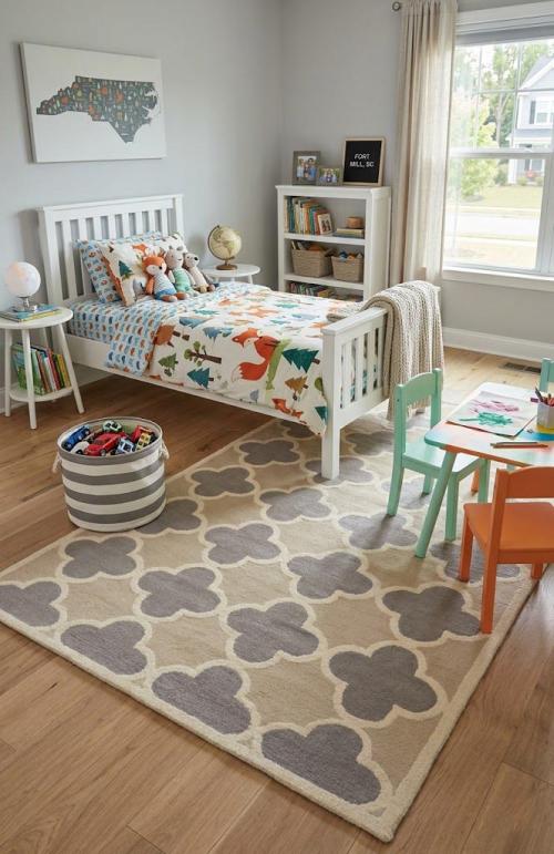 Beige Taupe Cream Trellis 5X8 Hand-Tufted Modern Rug