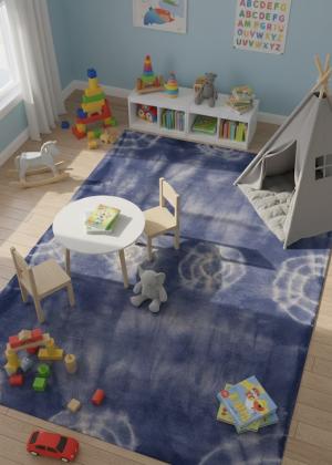 Purple-navy Tie-Dye 5X8 Hand-Tufted Modern Rug