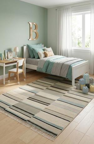 5'0 X 8'0 Stripes Hand-Tufted Modern Oriental Wool Rug