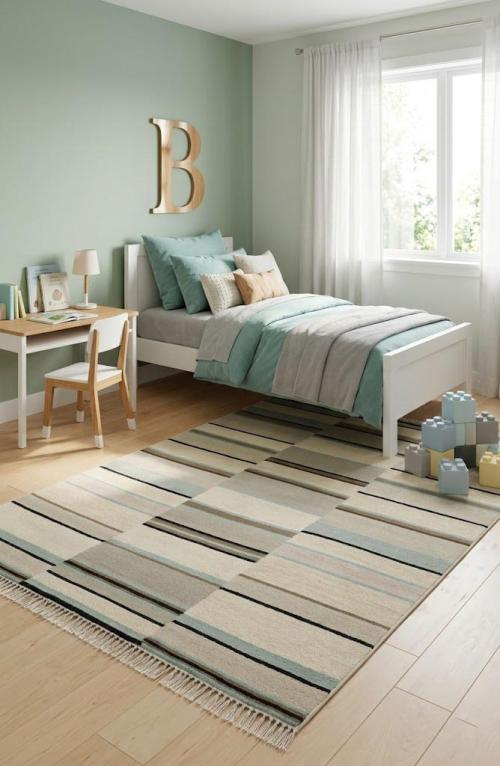 5'0 X 8'0 Stripes Hand-Tufted Modern Oriental Wool Rug