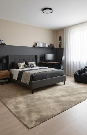 5'0 X 8'0 Hand-Tufted Brown Tie-Dye Contemporary Wool Rug