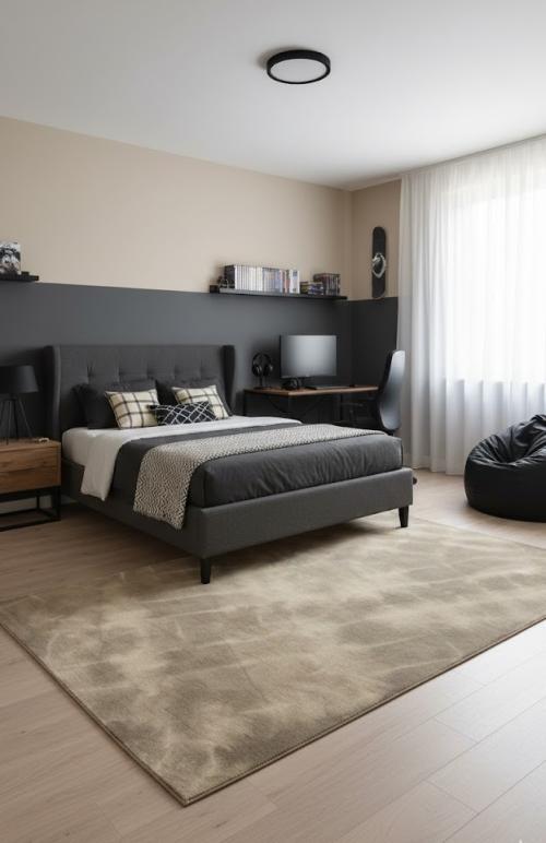 5'0 X 8'0 Hand-Tufted Brown Tie-Dye Contemporary Wool Rug