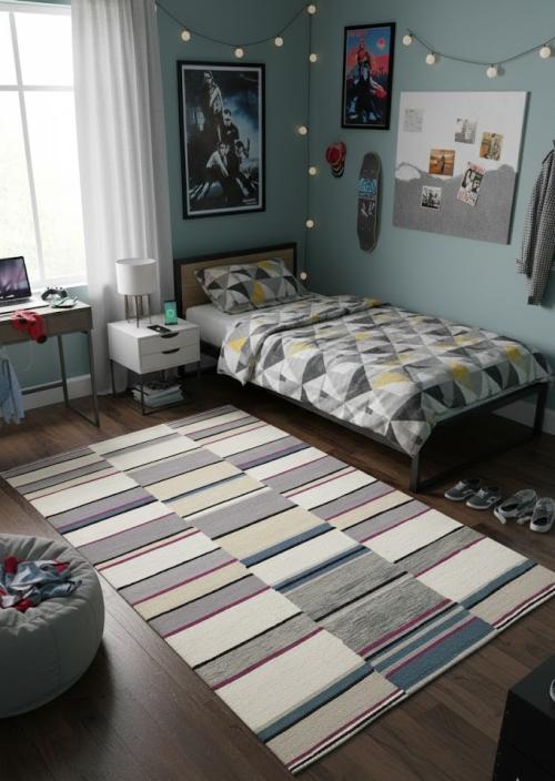 Multicolored Stripes 5X8 Hand-Tufted Modern Rug
