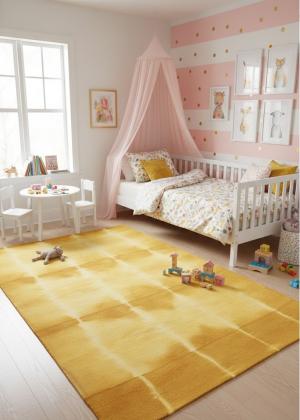 5'0 X 8'0 Modern Hand-Tufted Golden Yellow Tie-Dye Wool Rug